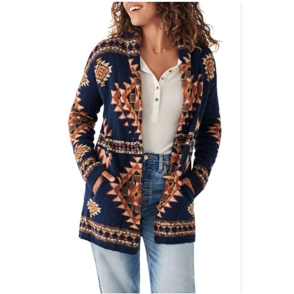 Faherty B.YELLOWTAIL Women's Lodge Cardigan Aztec Cotton Coat Boho.Sz S - Picture 13 of 13